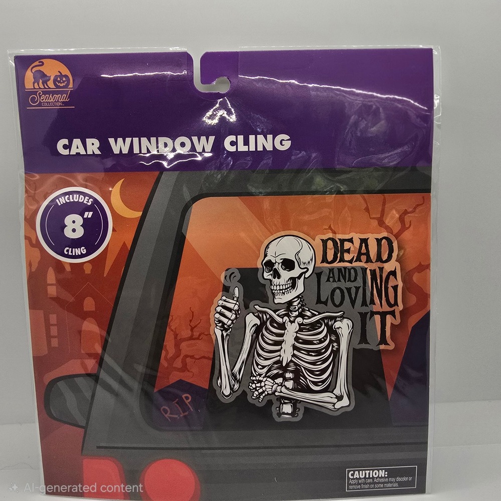 Seasonal Collection Halloween Skeleton Car Window Cling Dead and Loving It 8in